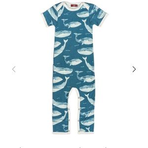 Milkbarn Blue Whale Bamboo Romper